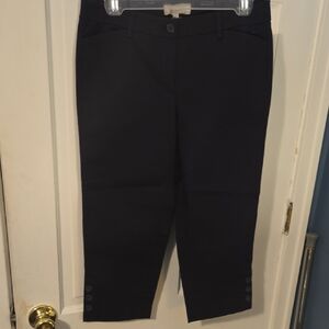Talbots Dark Navy Cropped Pants with Button Accent